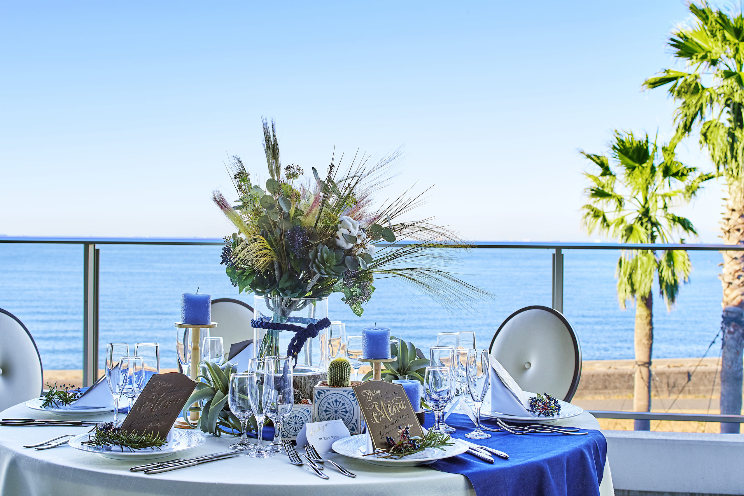 テーブルコーディネート 海の見える結婚式場 ザ サーフ オーシャンテラス 千葉 稲毛海浜公園 公式